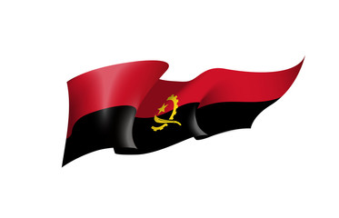 Angola flag state symbol isolated on background national banner. Greeting card National Independence Day of the Republic of Angola. Illustration banner with realistic state flag.