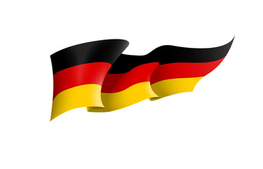 Germany flag state symbol isolated on background national banner. Greeting card National Independence Day of the Federal Republic of Germany. Illustration banner with realistic state flag of FRG.