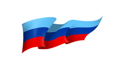 Luhansk People's Republic flag state symbol isolated on background national banner. Greeting card National Day of the Luhansk People's Republic. Illustration banner with realistic state flag of LPR.
