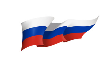 Russia flag state symbol isolated on background national banner. Greeting card National Independence Day of the Russian Federation. Illustration banner with realistic state flag of RF.