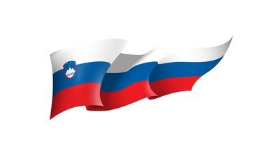 Slovenia flag state symbol isolated on background national banner. Greeting card National Independence Day of the Republic of Slovenia. Illustration banner with realistic state flag.