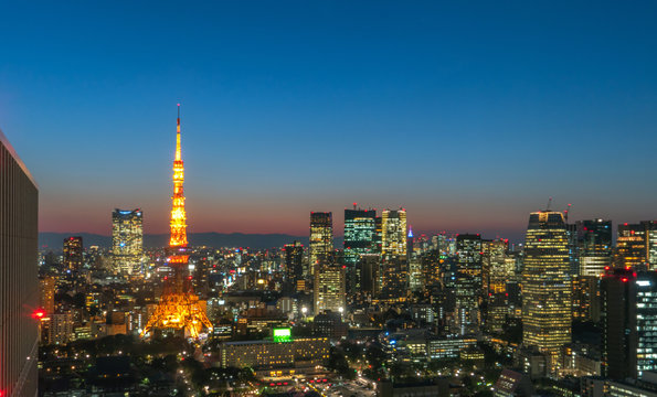 Tokyo Tower in Tokyo, Japan at dusk. © byjeng
