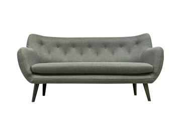 Gray soft sofa. Modern design sofa isolated on white background, clipping path