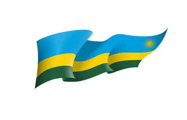 Rwanda flag state symbol isolated on background national banner. Greeting card National Independence Day of the Republic of Rwanda. Illustration banner with realistic state flag.