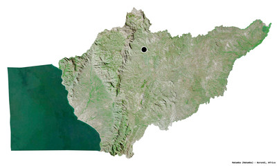 Makamba, province of Burundi, on white. Satellite