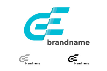 Initial GE abstract wave letter for progress technology business identity logotype concept. G E art overlap typography brand sign vector isolated logo template illustration