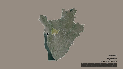 Location of Muramvya, province of Burundi,. Satellite
