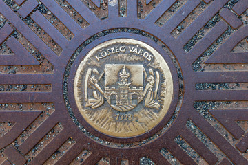 Manhole cover in Koszeg, Hungary