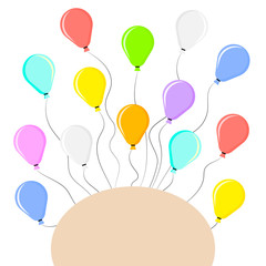 Illustration of rising inflatable balloons. Vector background
