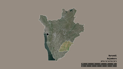 Location of Rutana, province of Burundi,. Satellite