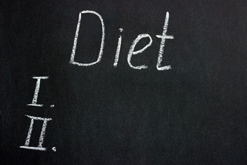 Diet lettering on chalk board with place for text