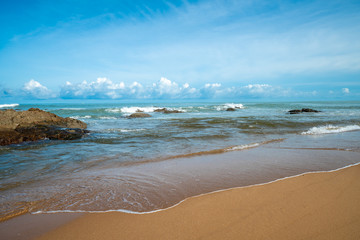 Sea view from tropical beach with sunny sky.Summer paradise beach of khao lak , Thailand