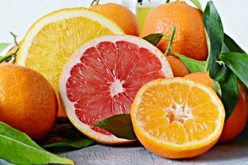 Citrus fruits orange, lemon, grapefruit, mandarin, lime. Fresh fruits. Mixed fruits background. Healthy eating, dieting, healthy breakfast. Background of healthy fresh fruits. 