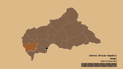 Location of Mambéré-Kadéï, prefecture of Central African Republic,. Pattern