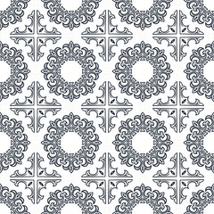 Seamless ornament of silhouette leaves, flowers and star.  Print for the cover of the book, postcards, t-shirts. Illustration for rugs.