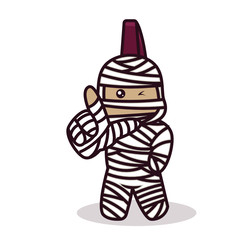 Cute Punk mummy Halloween mascot design illustration