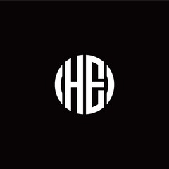 initial H E letter with circle style logo template vector
