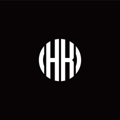 initial H K letter with circle style logo template vector