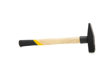 Hammer with wooden handle isolated on white background