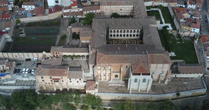 Tordesillas, historical village of Valladolid, Spain. Aerial Drone Footage
