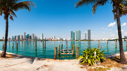 Downtown Miami skyline view from Watson Island