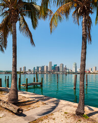 Downtown Miami skyline view from Watson Island