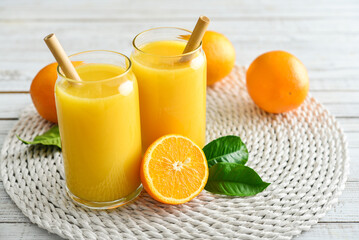 Two Glasses of Fresh Orange Juice
