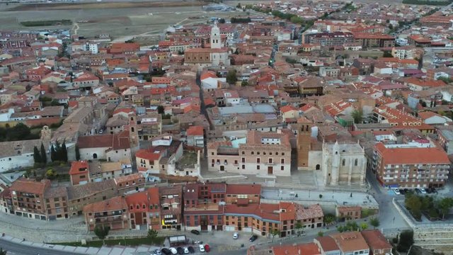Tordesillas, historical village of Valladolid, Spain. Aerial Drone Footage