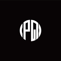 initial P Q letter with circle style logo template vector