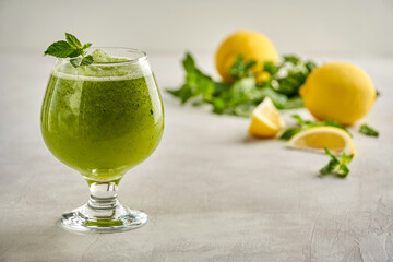 Mint lemonade. Limonana. Middle eastern frozen mint lemonade.