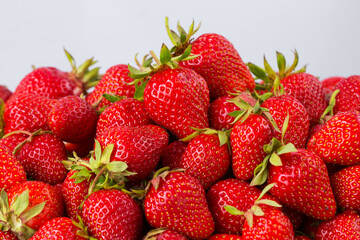 Ripe strawberries ready for eating in wooden boxes. Red ripe strawberries closeup. Selective focus. You can use as the background for any of Your project.