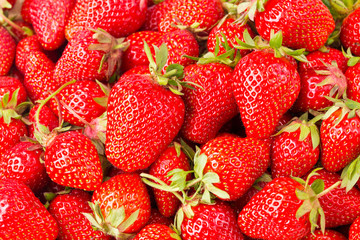 Ripe strawberries ready for eating in wooden boxes. Red ripe strawberries closeup. Selective focus. You can use as the background for any of Your project.