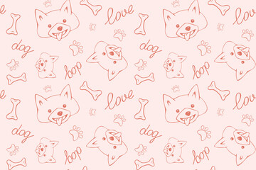 Vector seamless pattern with hand drawn cute dog faces and hand drawn elements. Creative childish texture. Perfect for kids apparel,fabric, textile, nursery decoration,wrapping paper.