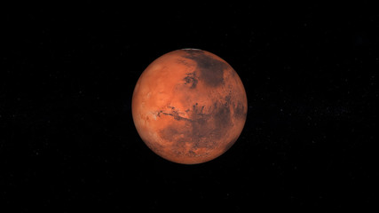 Mars in space. Photo realistic 3D render.