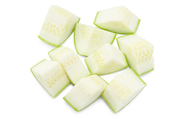 slices of zucchini isolated on white background. Top view