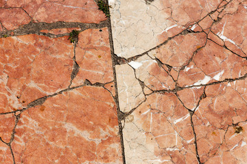 Marble paving slabs of the old, crumbling slabs. Marble texture background, abstract texture for design