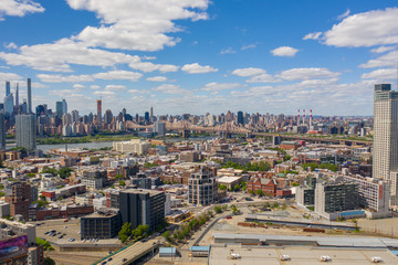Aerial view of Manhattan and bridge from Long Island city