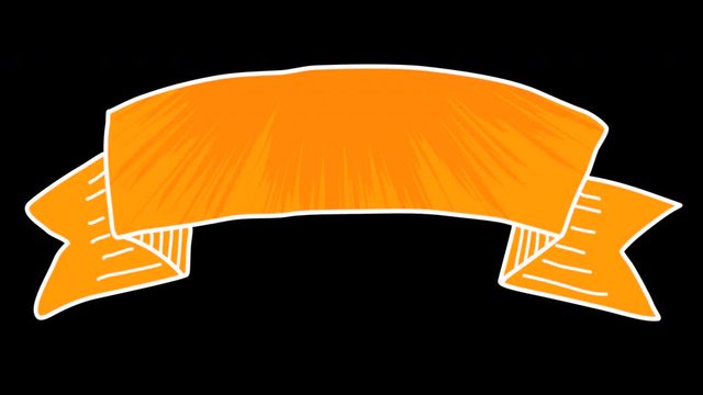 Hand drawn doodle of a ribbon banner for a title. On a transparent background