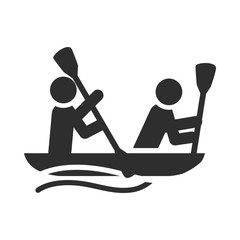extreme sport people river rafting on inflatable boat, active lifestyle silhouette icon design