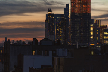 sunset behind the city