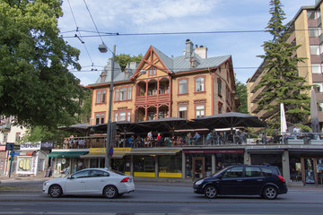 Gothenburg, Sweden - June 16 2019: the view of linneterrassen restaurant in summer time on June 16 2019 in Gothenburg, Sweden.