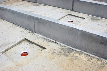 Reinforcement metal framework for concrete pouring. Ready for filling up with concrete.