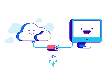 Cloud connection to computer vector illustration