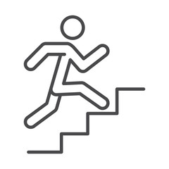 running sport race man climbing stairs line icon design