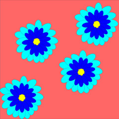 Fototapeta na wymiar illustration vector graphic of blue flower with red background