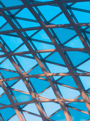 A glass structural roof at golden hour