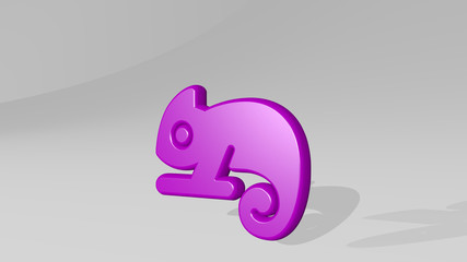 AMPHIBIAN CHAMELEON 3D icon casting shadow - 3D illustration for animal and frog