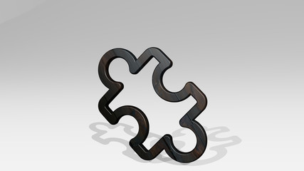 module puzzle 3D icon standing on the floor - 3D illustration for background and space
