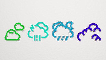 clouds 4 icons set - 3D illustration for blue and background