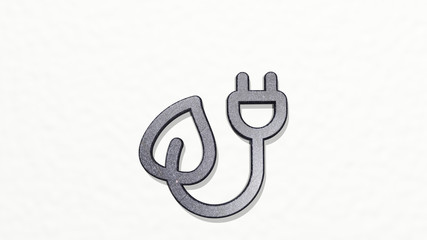 CLEAN CAR CHARGING CABLE 3D icon on the wall - 3D illustration for background and design